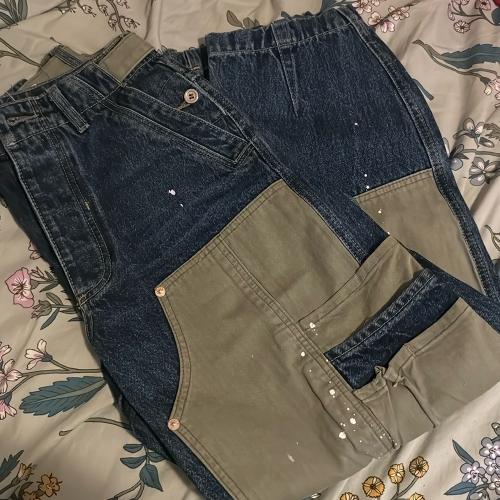 We The Free Blue and Green Patchwork Jeans - Picture 2 of 2